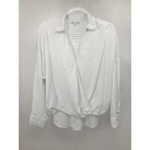 Lou & Grey for LOFT Light Blue Hi Lo Bubble Hem Popover Top Size M